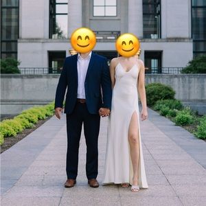 White Satin Backless Dress